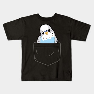 Cute Blue Budgie in Pocket for Parakeet Budgerigar Lover Kids T-Shirt